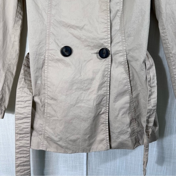 Stradivarius Beige Tan Belted Button Front Trench Jacket Coat Size M - Picture 7 of 14